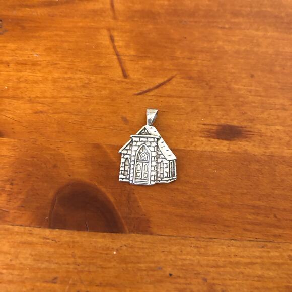 Handmade The Historic Little Church of La Villita Sterling Silver Large Charm - Picture 1 of 6